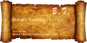 Burgh Toszka névjegykártya